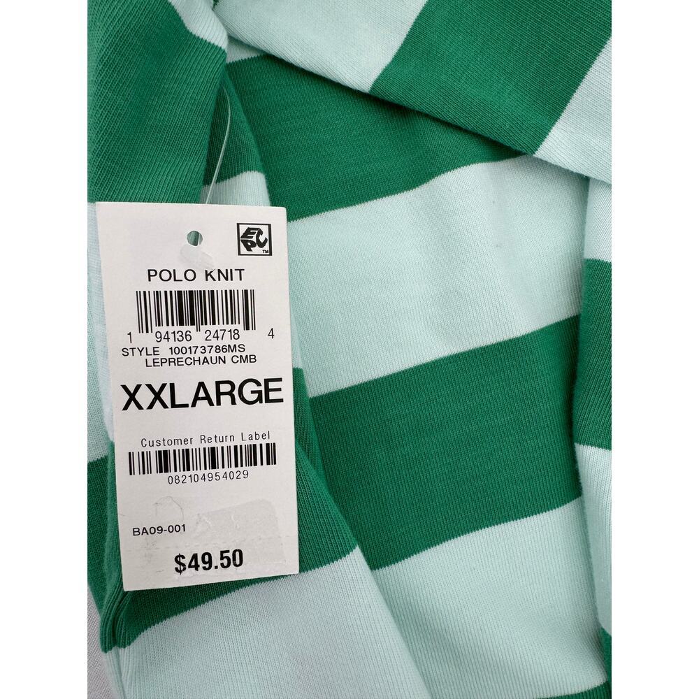 ON-34TH Women’s XXL Green & White Striped Polo Knit Long Sleeve Shirt - Picture 4 of 8